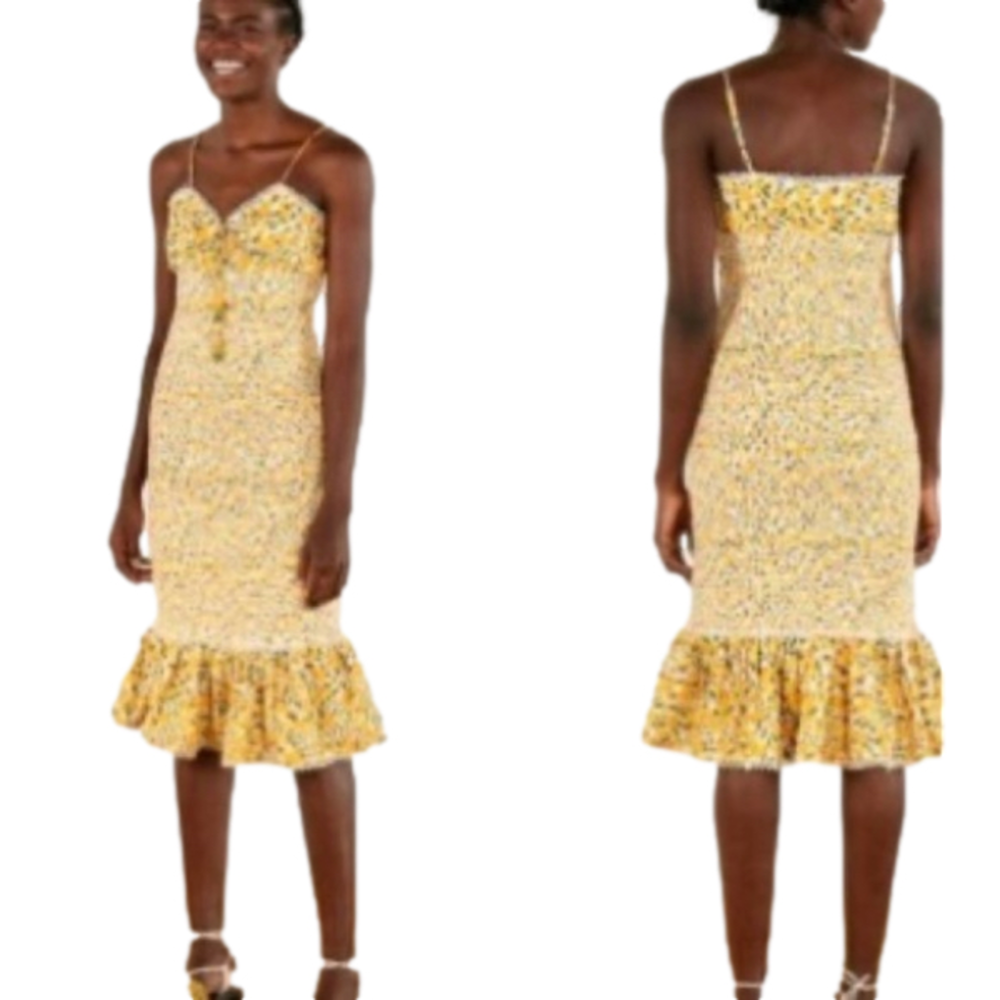 FARM RIO OFF WHITE CASHEW MIDI DRESS